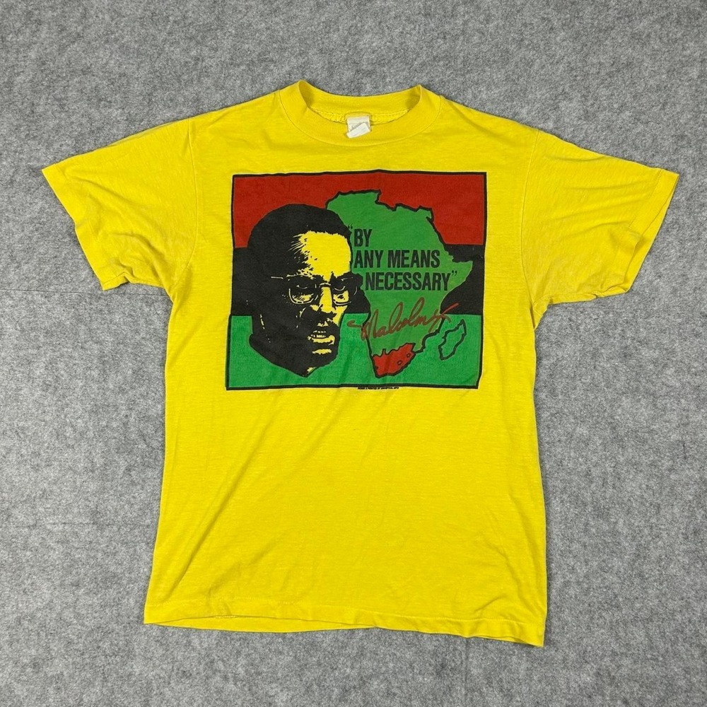 RARE Vintage 1980s Malcolm X Any Means Necessary Political T-Shirt (Size L)